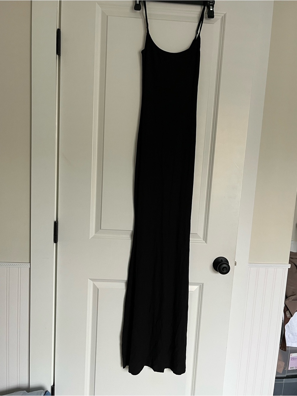 Black Maxi Slip Dress - Classic Sleeveless Silhouette